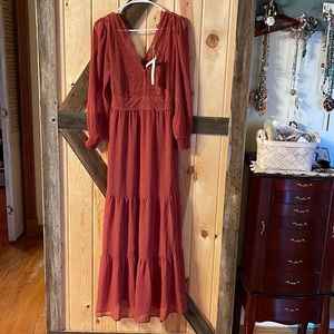 LoveStitch terracotta maxi dress